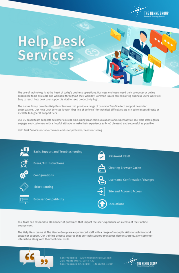 A list of help desk services THG offers to its partners